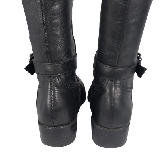 WHAT'S WHAT! BLACK GENUINE LEATHER ANKLE STRAP & BUCKLE WESTERN CUT BOOTS! SZ 8M - Picture 7 of 11